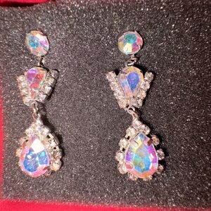 Vintage America Silver and Iridescent Drop Earrings